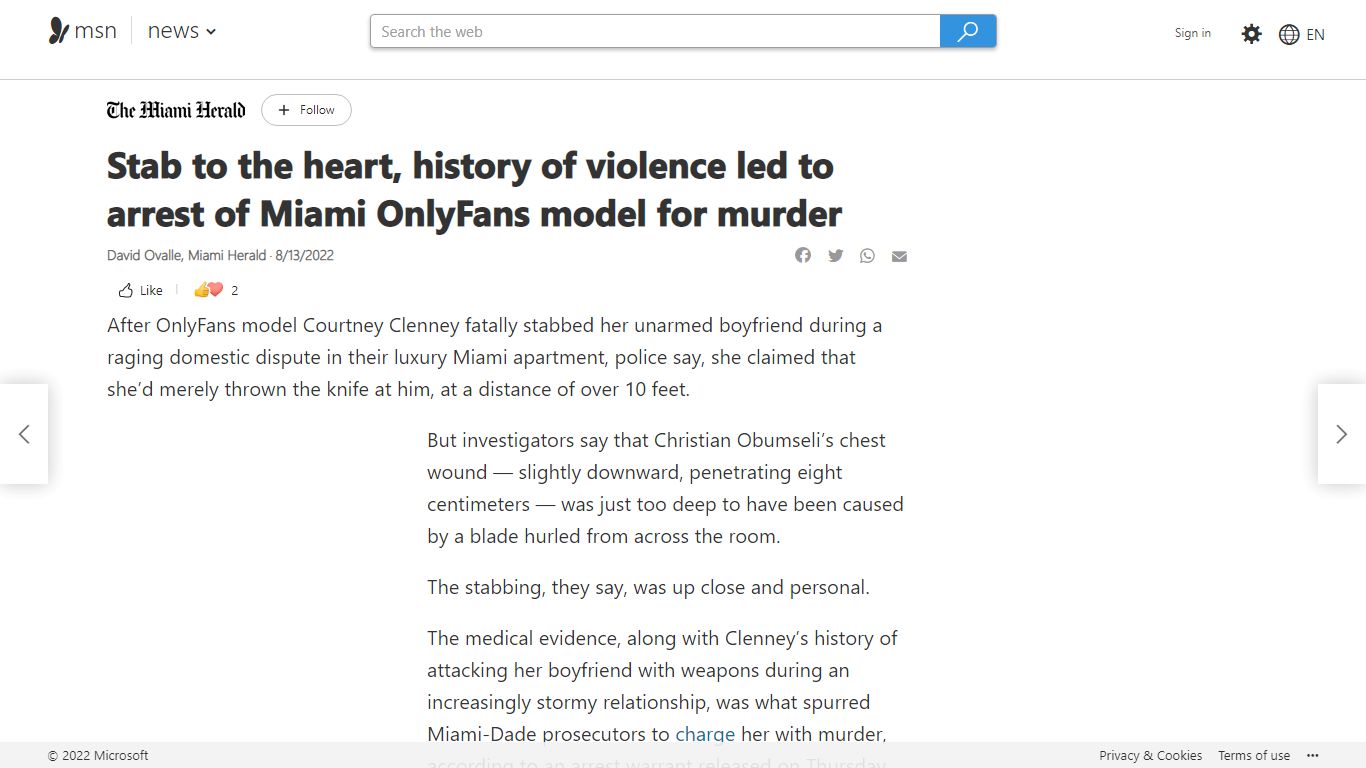 Stab to the heart, history of violence led to arrest of Miami OnlyFans ...